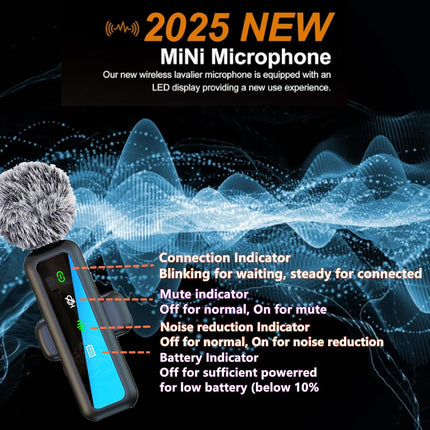 Wireless Lavalier Microphone for iPhone - iPad, Android Phone Computer, Mini Microphone for Live Streaming, Video Recording, Outdoor or Indoor Interviews, YouTube, TikTok, Vlog (black)