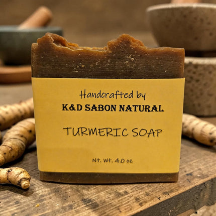 K&D Turmeric Soap - Natural Golden Glow Exfoliating Bar Soap - 4oz Handcrafted