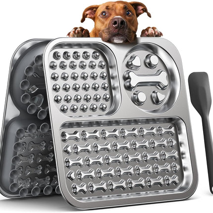 Stainless Steel Lick Mat for Dogs and Cats - FEELNEEDY Large Licking Pad with Suction Cups, Chew-Proof, Non-Slip Pet Licky Mat for Boredom Reducer and Anxiety Relief, Easy to Clean (1Pack)