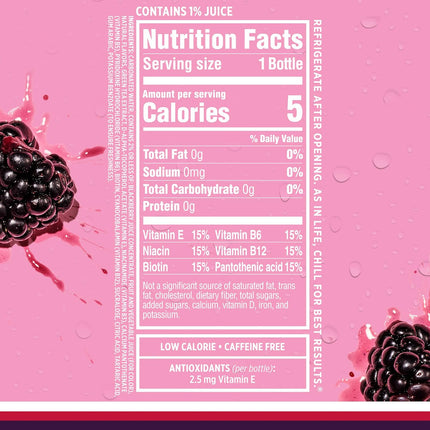 Black Raspberry Sparkling Water, Zero Sugar Flavored Water, with Vitamins and Antioxidants, Low Calorie Beverage, 17 fl oz Bottles (Pack of 12)