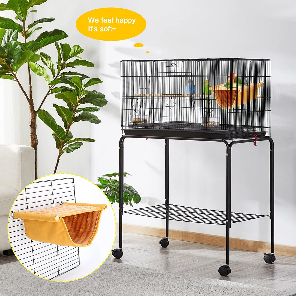 Winter Warm Hanging Bird Nest Bed Snuggle Hut - Medium Yellow - photo 5