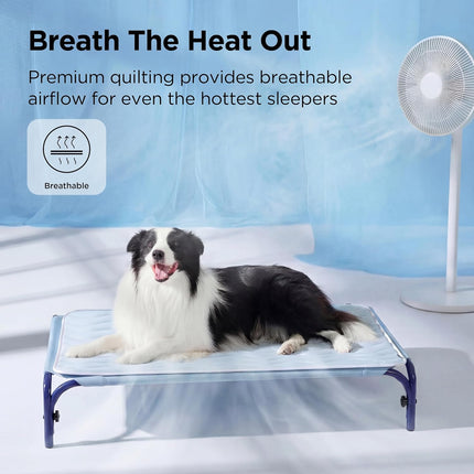 Bedsure Cooling Mat for Large Dogs - Q-Max>0.4 Thin Breathable Cooling Crate Pad Indoor for Pet with Chill Cool Fiber as Cooling Topper，Portable Washable Kennel Mat in Outdoor Summer, 35x23, Blue