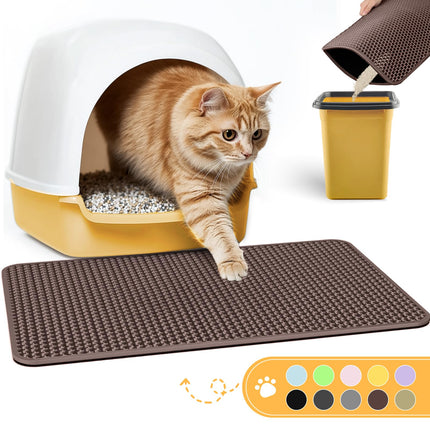 Cat Litter Mat, 23.2 x 14.6 in, Waterproof, Non-Slip, Grey