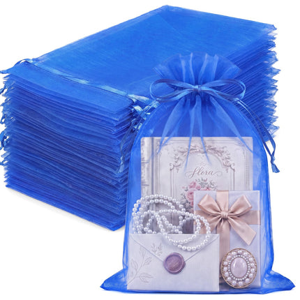 100Pcs White Organza Bags 3x4in,Small Mesh Drawstring Gift Bag