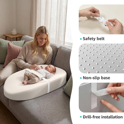 YENING Wipeable Changing Pad for Dresser Waterproof Leather Baby Diaper Changing Pads Washable Nursery Change Mat Beige
