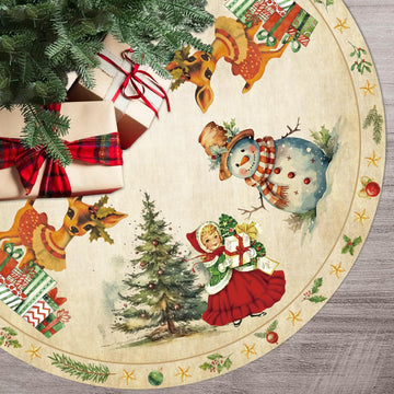 Vintage Christmas Decorations Tree Skirt 48 Inch Retro Christmas Tree Decor