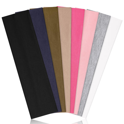 Diademas para mujer, 8pcs bandas de tela de algodón suave elásticas antideslizantes para deporte, entrenamiento, yoga y running