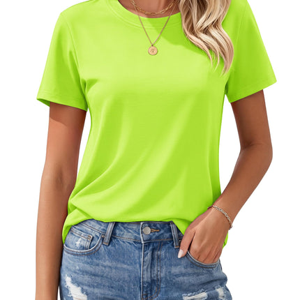 Women's T Shirts Cotton Short Sleeve Shirts Crew-Neck Summer Tops Classic-Fit Tees Breathable Casual Clothes