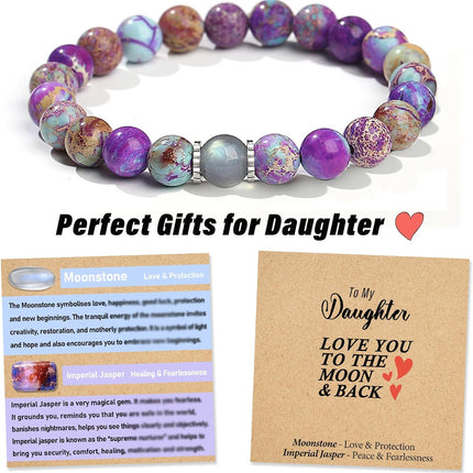 THEMEROL Handmade Gifts for Girls/Women-Love/Protection-Natural Crystal Bracelet for Daughter Granddaughter Niece Sister Mom Aunt Wife