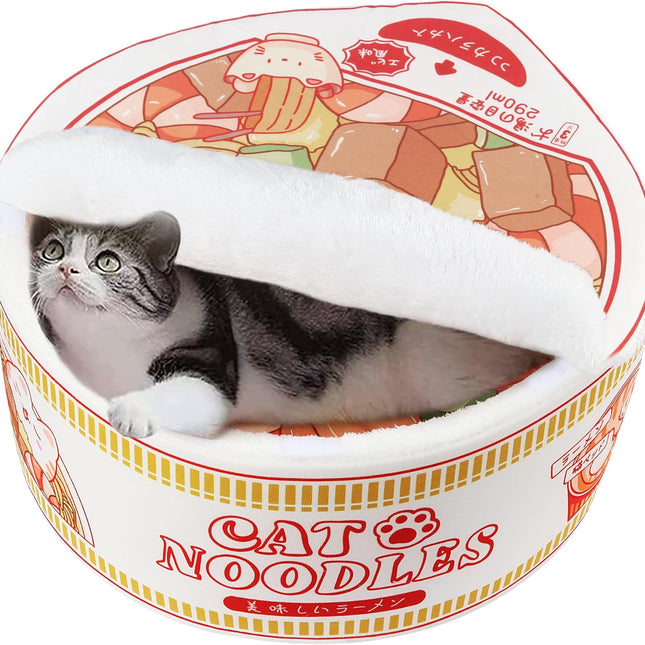 Ramen Noodle Dog & Cat Bed,Keep Warm and Super Soft Creative Pet Nest for Indoor Cats,Removable Washable Cushion for