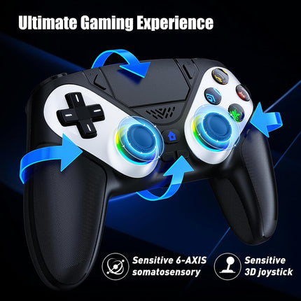 Nonbliep LED Wireless Controller for PS5, Compatible with PS5/PC, Dual Vibration, Macro/Turbo Function, 3.5mm Audio Jack, 6-Axis Motion Control Gamepad with Speaker