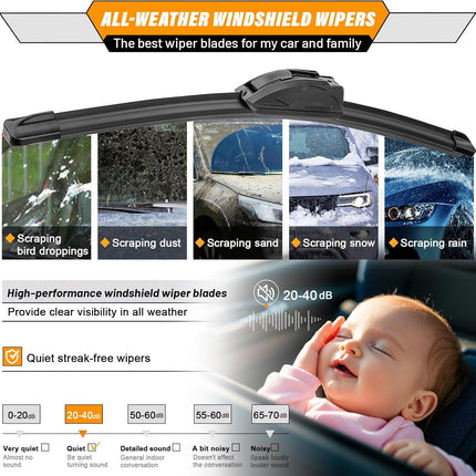 AUTOBOO 15"+15" Windshield Wipers with 13 Inch Rear Wiper Blade Replacement for Jeep wrangler JK 2008-2018,Jeep wrangler 2007-2017-Original Factory Quality (Pack of 3)