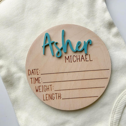 Double Sided Personalized Newborn Announcement Sign for Hospital, Baby Birth Announcement Sign, Newborn Photography Props, Announcement Sign for New Baby - Authentic Genuine Product