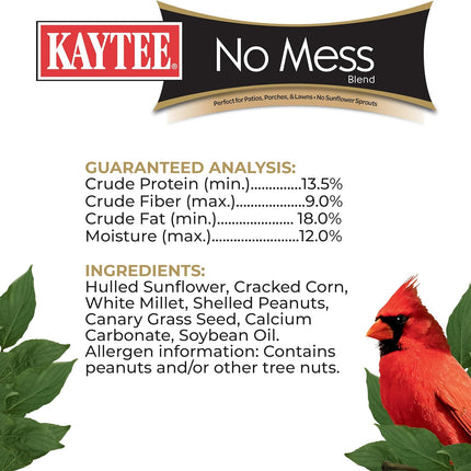Kaytee Wild Bird (No Mess or Waste Free) Food Seed Blend For Blue Jays, Woodpeckers, Juncos, Cardinals, Grosbeaks, Sparrows, and Finches, 10 Pound, (Packaging May Vary)