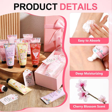 Loopeer 24 Sets Mother's Day Hand Cream Gifts Happy Mother's Day Party Favors Bulk Hand Cream with Organza Bag and Greeting Card for Women, Mom Party Decoration