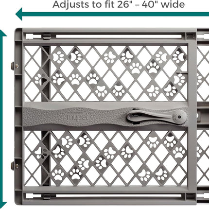 MYPET North States Paws Portable Pet Gate: 26-40" Wide. Pressure Mount. No Tools Needed. Made in USA, 23" Tall, Expandable, Durable Dog Gates for Doorways, Fieldstone Gray