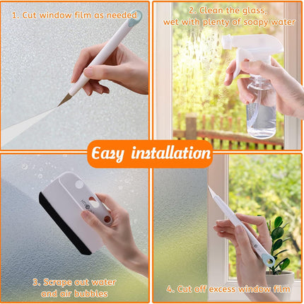 HTVRONT Window Film Kit - 4 Pcs Window Privacy Film Installation Tools, Easy to Apply Glass & Car Windows Tint Kit, Includes Felt Squeegee, Detachable Knife & 1 Extra Blade, 100ML Spray Bottle