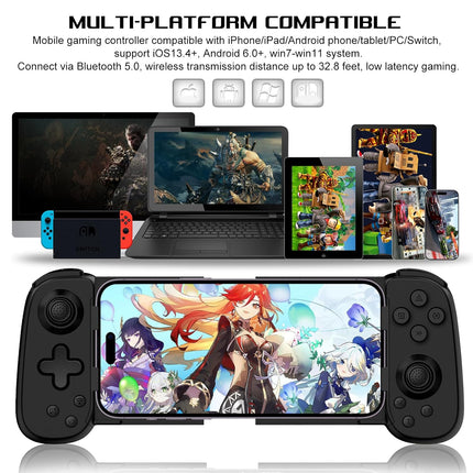 arVin Mobile Gaming Controller for iPhone 16/15/14/iPad/Android Phone/Tablet/Switch, PS Remote Player Gamepad for PS5/PS4/Xbox/PC, Wireless Joystick Play Cloud Gaming, Arcade Mfi Games, CODM, Roblox