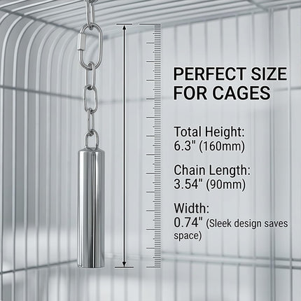Stainless Steel Bird Bells 2-Pack Durable Hanging Bird Toy for Cage, Interactive Budgie Toys for Parakeet & Cockatiel