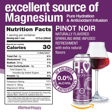0.0% Alcohol Pinot Noir | Non-Alcoholic Wine Alternative, Made in Sonoma | Low Calorie, No Sugar Added | Backed by Science | 12 x 12 fl oz Cans