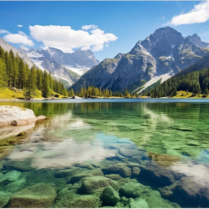 Mountain Lake Aquarium Background Pine Trees Ldyllic Landscape Fish Tank Background Serene Captivating Lake Reptile Tank Backgrounds Nature Majestic Mountains Reptile Enclosure Backgrounds 48x18in