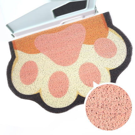 Cute Cat Litter Mat 24”x16”, Litter Box Mat, Litter Trapping Mat, Soft on Kitty Paws, Easy Clean, Anti Slip, Pet Accessories, Door Floor mats - Grey Pink