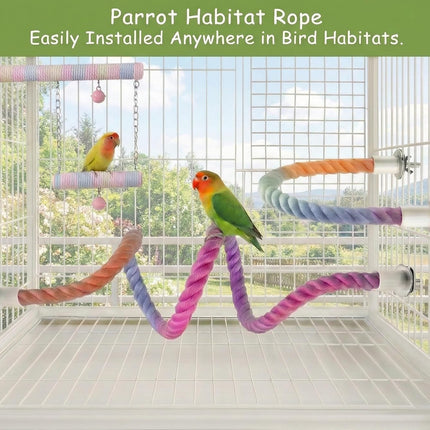 3Pcs Chrysoippotis Bird Rope Perch, Bendable Rope Perches for Bird Cages, Climbing Toys Accessories for Parakeets, Cockatiels, Lovebirds & Budgie
