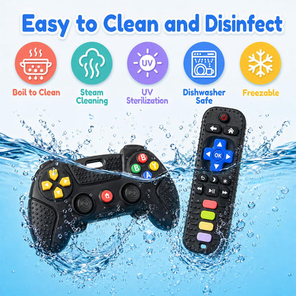 Baby Silicone Remote Game Controller Teether, 2pack Teething Toy for Baby 3 6 12 18 Months, Baby's Chew Toys, Food Grade Silicone Teething Toys for Infants, BPA Free, for Babies Gum Relief