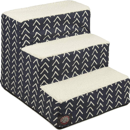 Majestic Pet 3 Step Portable Dog Stairs for Small Dogs to Get on Bed Supports 250 lbs or Less – Dog Steps for High Bed with Machine Washable Cover –Pet Stairs for Cats Boho Arrow Navy Blue