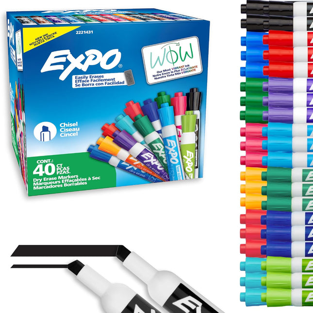 Low Odor Chisel Tip Dry Erase Markers, Assorted Colors