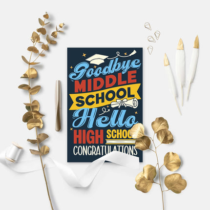 Funny Middle School Graduation Card Gift for Boys Girls Teenagers, Congratulations Card for Middle & High School Student, Proud of You Cards, Gift for 8th Grade Graduate