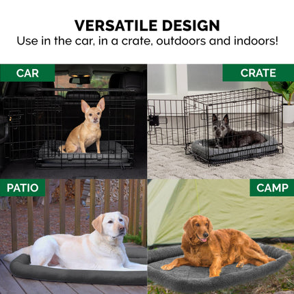 Cama para perros pequeños y gatos de interior, lavable, tamaño para jaulas - almohadilla de jaula con refuerzo de vellón Sherpa - gris, pequeña