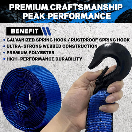 Boat Winch Strap with Hook (2" x 20ft) - 18,000lb Break Strength, Heavy Duty Replacement Trailer Winch Strap with Safety Hook - Fits Pontoon, Fishing Boat, Powerboat & Jet Ski Trailers.
