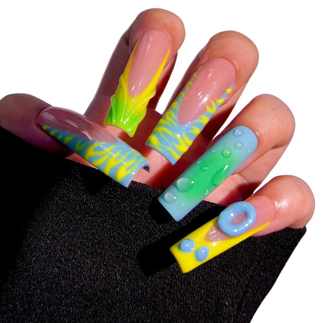 Purple Medium Coffin Press-On False Nails Set