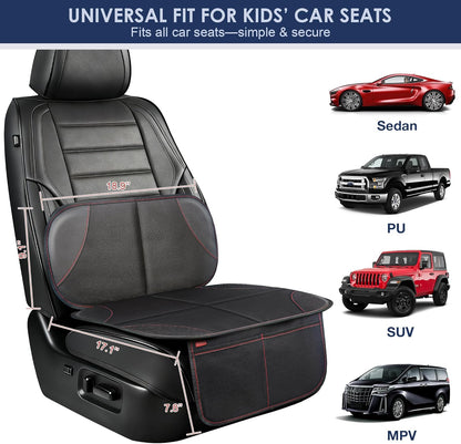 Car Seat Protector for Kids, Anti-Slip Thick Padding, 2 Storage Pockets, Universal Fit, Black 2 Pack - photo 2
