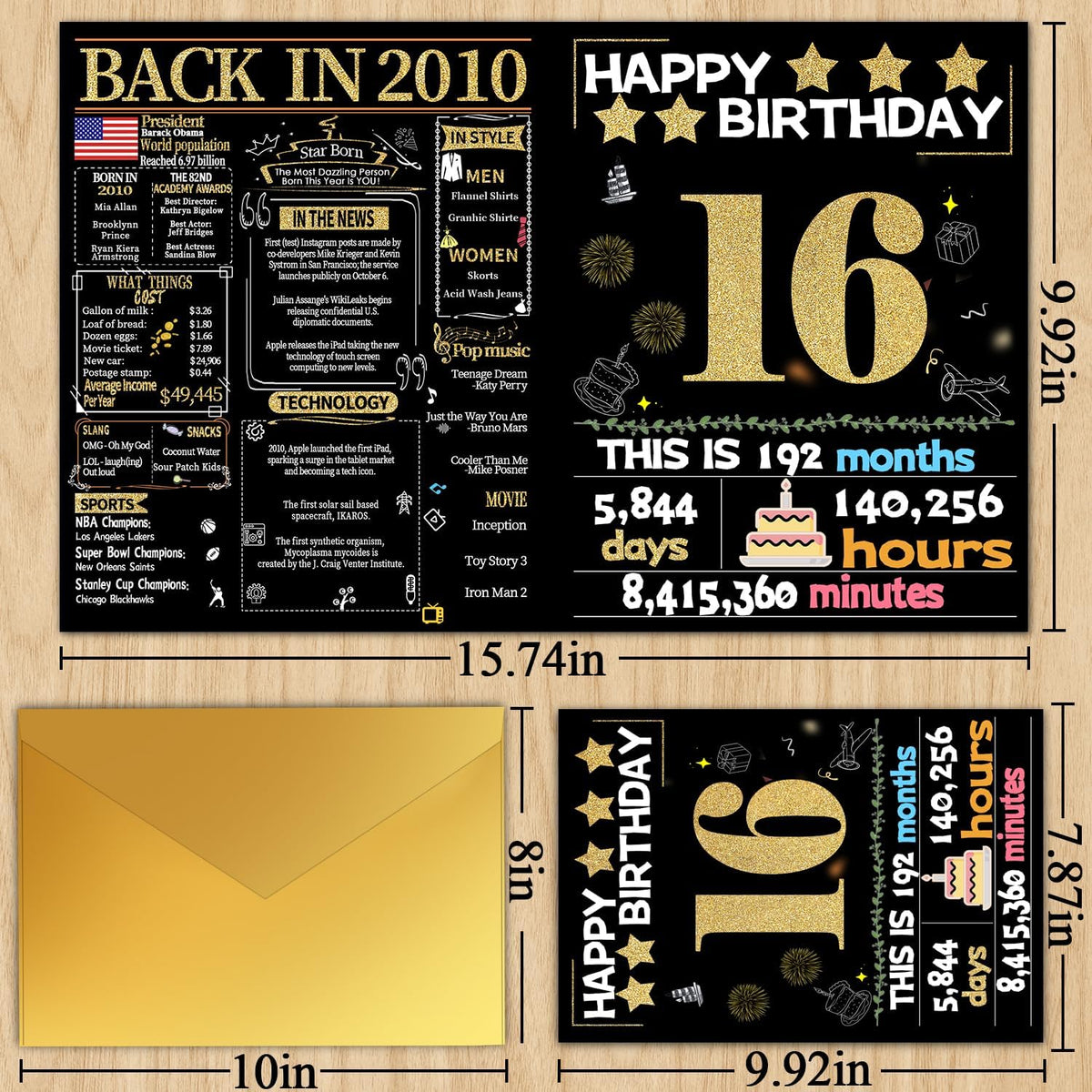 16th Birthday Card with Envelope - Back in 2010 - photo 2