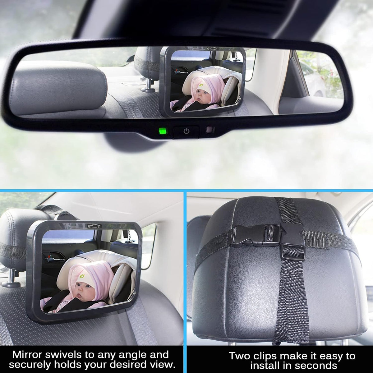 Baby Car Mirror, Safety Car Seat Mirror for Rear Facing Infant with Wide Crystal Clear View - photo 5