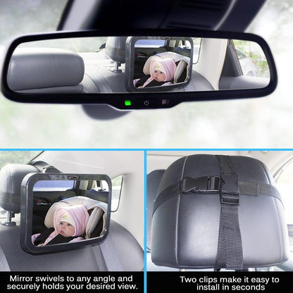 Baby Car Mirror, Safety Car Seat Mirror for Rear Facing Infant with Wide Crystal Clear View - photo 5
