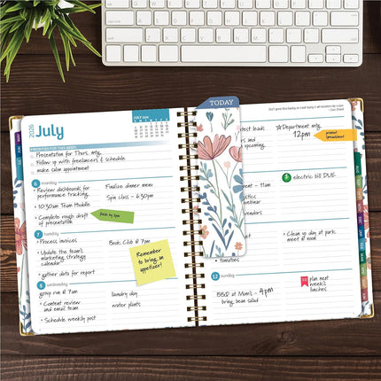 HARDCOVER Academic Year 2026-2027 Planner: 14 Months (May 2026 Through June 2027) 8.5"x 11" Daily Weekly Monthly Planner Yearly Agenda. Bookmark, Pocket Folder and Sticky Note Set (Colorful Botanicals)