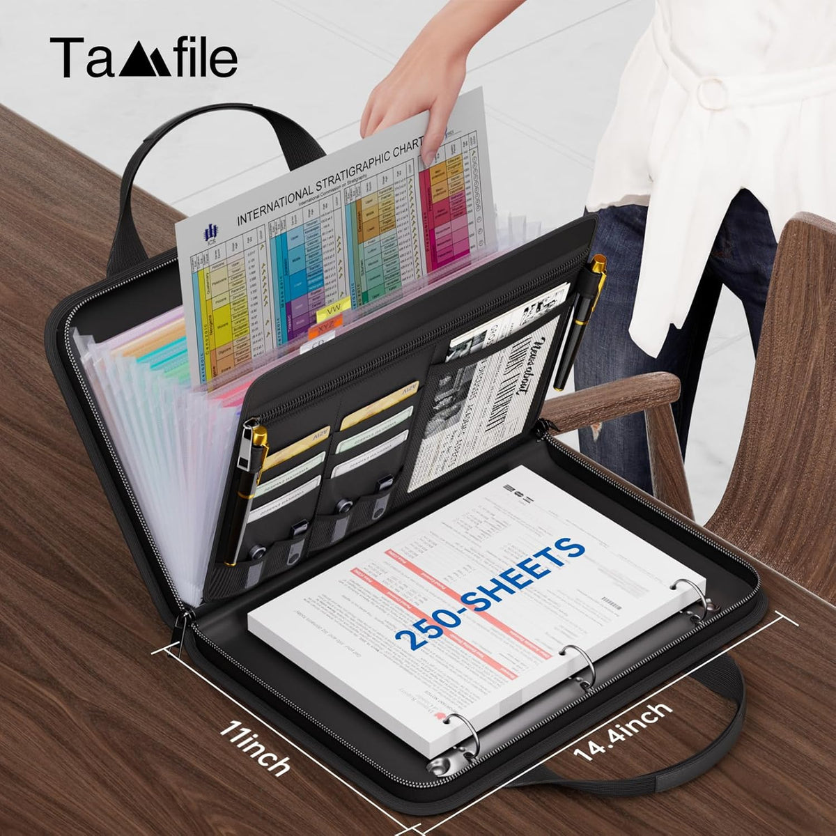 Fireproof Accordion File Organizer with Handle, 13 Pocket Expanding File Folder with Zipper & Labels - photo 3