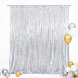Silver Sequin Backdrop, 6x6 Ft Glitter Background Curtains for Shimmer Photography Party Wedding Birthday Back Drop Decor