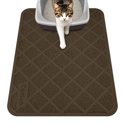 Cat Litter Mat Litter Trapping Mat, Premium Durable PVC Grid Mesh with Scatter Control, Non-slip, Less Waste Cat Litter Box Mat, Soft on Kitty’s Paws, Urine Waterproof, 24" x 17" Grey