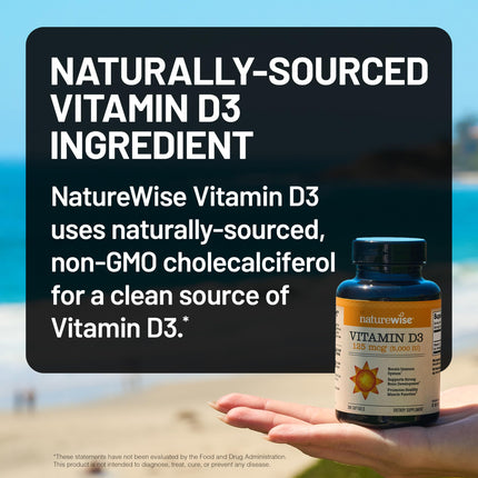 NatureWise Vitamin D3 5000 IU softgels 1-year supply bottle closeup