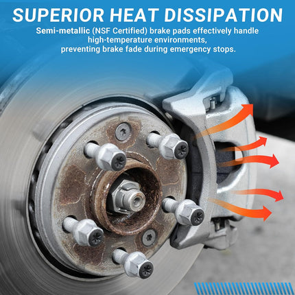 Brake Pads Front and Rear Compatible with Chrysler 300, Dodge Challenger Charger Magnum Automotive Replacement Brake Pads Semi-Metallic D1056 D1057