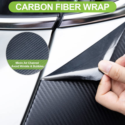 3D Carbon Fiber Vinyl Wrap for Cars Black, 1ft X 5ft Self-Adhesive