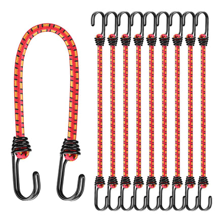 Bungee Cords Heavy Duty Outdoor: 20 Pcs Rubber Bungee Cords with Hooks in a Storage Jar Includes 10", 18", 24", 30", 36", 48" Bungee Cord for Camping, Tent, Fastening Items