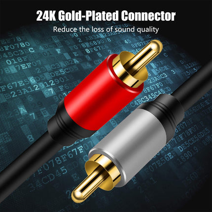 Tan QY 2RCA to 2RCA Cable 10ft, Gold-Plated 2 RCA Male to 2 RCA Male Stereo Audio Cable for Home Theater, HDTV, Gaming Consoles, Hi-Fi Systems (10Ft/3m)