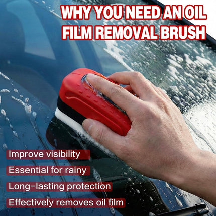Oil Film Cleaning Brush for Car Windows, 2026 Upgraded Clear Vision Windshield Cleaner with Anti-Rain Coating, Improving Clarity & Safer Driving, Kit with Supplements & Towel, 2 pcs(Red)