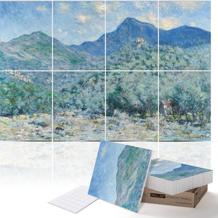PINWELIFE® Wall Art Acoustic Panels, Sound Proof Absorbing Panels for Home/Office, Decorative Absorbing Dampening, Noise and Echo Cancelling (Monet_Valle Buona, 48"x32")