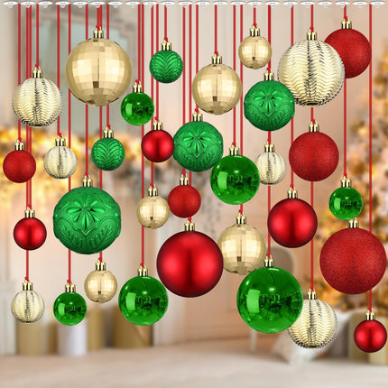 36 Pcs Christmas Balls Ornaments for Ceiling, Red, Green, Gold